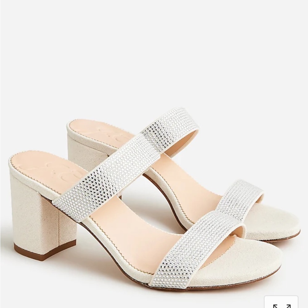 NWT J. Crew Lucie Double-Strap Block Heel Sandals with Crystals